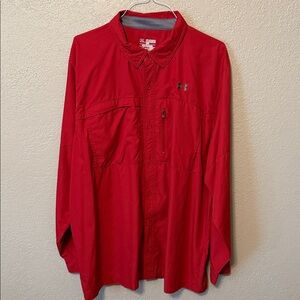 Under Armour Men's Red Fish Hunter Solid Long-Sleeve Shirt Size 3XL
